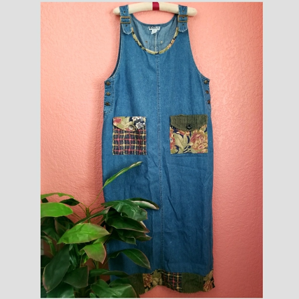 🍂VINTAGE 90s• Denim Jumper Dress